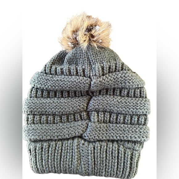 Dark Gray Beanie with Pom! - Picture 2 of 3